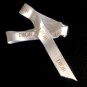 Dior White Gold Logo Ribbon 24" Fabric Craft DIY Hair Bow Bag Accent Trim New